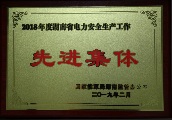 2018年度湖南省電力安全生產工作先進集體